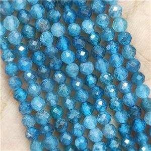 Blue Apatite Beads Faceted Round, approx 2mm dia