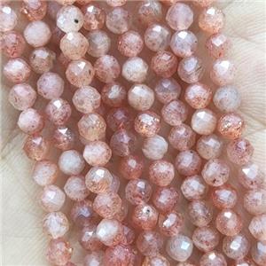Tiny Peach SunStone Beads Faceted Round A-Grade, approx 4mm dia