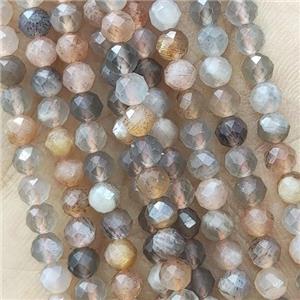 Tiny MoonStone Beads Multicolor Faceted Round, approx 3mm dia