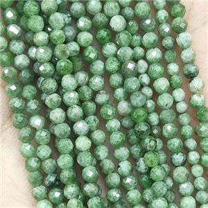 Tiny Green Diopside Pony Beads Faceted Round, approx 2mm dia