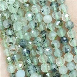 Green Prehnite Seed Beads Faceted Round, approx 4mm dia