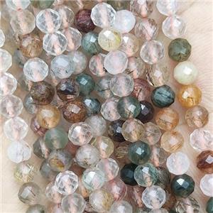 Mix Rutilated Quartz Beads Faceted Round, approx 3mm dia