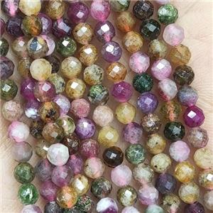 Multicolor Tourmaline Beads Faceted Round, approx 3mm dia