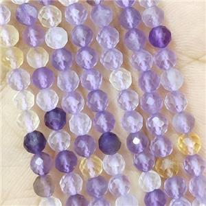 Tiny Ametrine Beads Faceted Round, approx 3mm dia