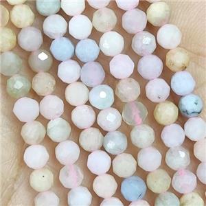 Mix Morganite Beads Faceted Round, approx 4mm dia