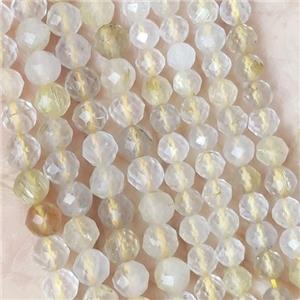 Golden Rutilated Quartz Beads Faceted Round, approx 2mm dia