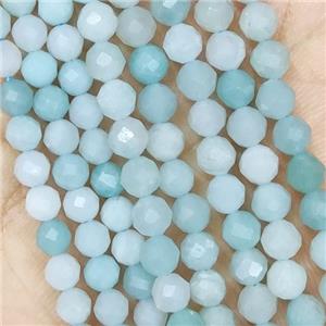Amazonite Beads Faceted Round, approx 3mm dia