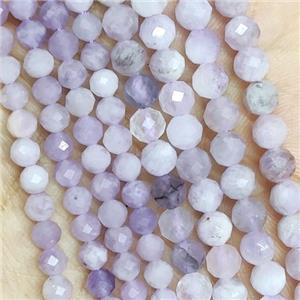 Lepidolite Beads Faceted Round, approx 3mm dia