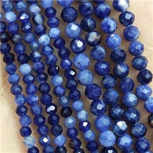 Blue Sodalite Beads Tiny Faceted Round, approx 3mm dia