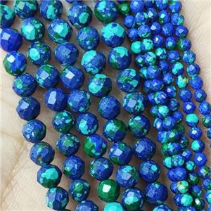Blue Azurite Beads Dye Faceted Round, approx 2mm dia