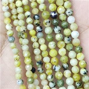 Yellow Turquoise Beads Faceted Round, approx 2mm dia