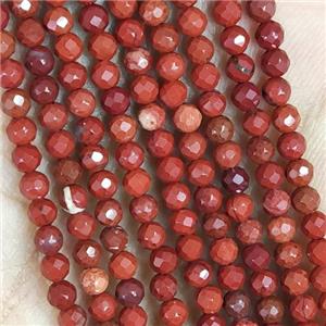 Red Jasper Seed Beads Faceted Round, approx 3mm dia