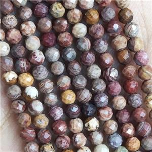African Picture Jasper Beads Faceted Round, approx 4mm dia