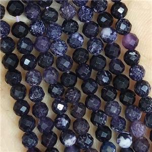 DarkPurple Lepidolite Beads Faceted Round, approx 3mm dia