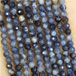 Blue Kyanite Beads Tiny Faceted Round B-Grade, approx 2mm dia