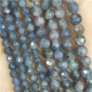 Natural Blue Corundum Beads Tiny Faceted Round, approx 2mm dia