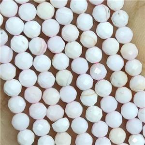 Lt.Pink Shell Beads Tiny Faceted Round, approx 2mm dia