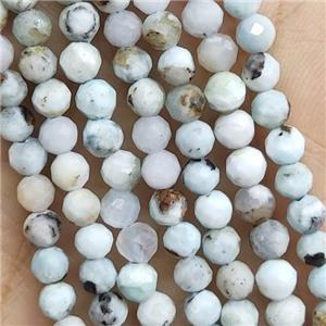 Larimar Beads Faceted Round C-Grade, approx 2mm dia