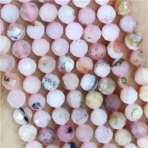 Pink Opal Seed Beads Faceted Round, approx 3mm dia