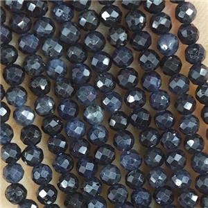 DarkBlue Sapphire Beads Faceted Round, approx 4mm dia