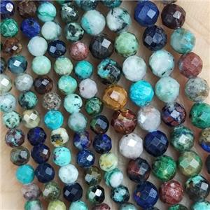 Azurite Beads Multicolor Faceted Round, approx 2mm dia