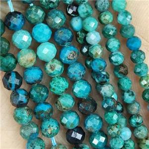 Green Chrysocolla Beads Faceted Round, approx 2mm dia