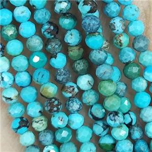 Blue Turquoise Seed Beads Faceted Round, approx 4mm dia
