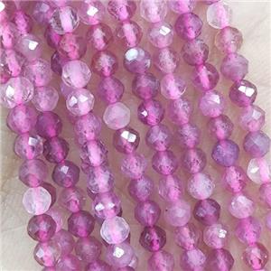 Pink Tourmaline Seed Beads Faceted Round, approx 3mm dia