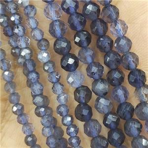 Iolite Seed Beads Faceted Round, approx 4mm dia