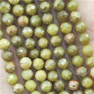 Olive Chrysoprase Beads Faceted Round, approx 4mm dia