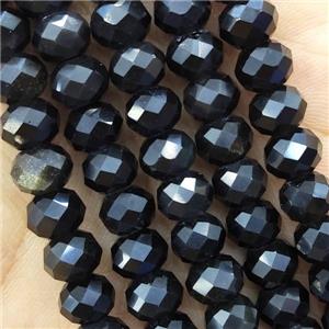Gold Obsidian Beads Faceted Rondelle, approx 6x8mm