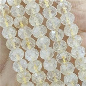 Golden Rutilated Quartz Beads Faceted Rondelle, approx 6x8mm