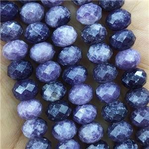 Lilac Jasper Purple Dye Faceted Rondelle, approx 6x8mm