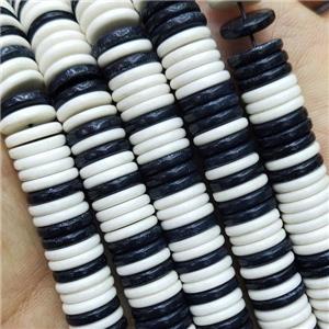 Oxidative Agate Heishi Spacer Beads White and Black, approx 6mm