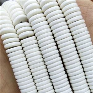 White Oxidative Agate Heishi Spacer Beads, approx 4mm