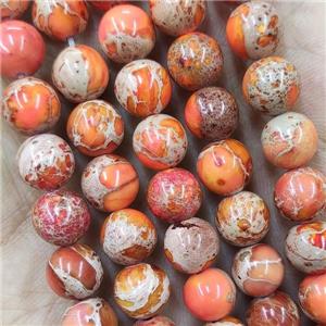 Round Orange Imperial Jasper Beads Dye, approx 4mm dia