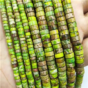 Olive Imperial Jasper Heishi Spacer Beads, approx 2x4mm