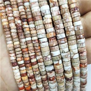 Natural Imperial Jasper Heishi Spacer Beads, approx 2x4mm