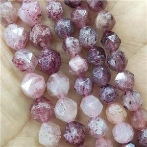 Pink Strawberry Quartz Beads Cut Round, approx 9-10mm