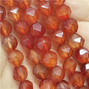 Red Carnelian Agate Beads Cut Round, approx 7-8mm