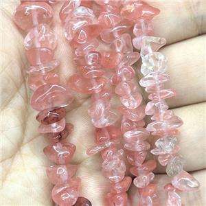 Synthetic Pink Watermelon Quartz Chip Beads Freeform, approx 5-8mm, 36inch length