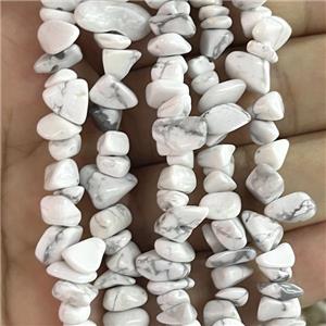 White Howlite Turquoise Chip Beads Freeform, approx 5-8mm, 36inch length