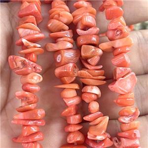 Pink Coral Chip Beads Freeform, approx 5-8mm, 36inch length
