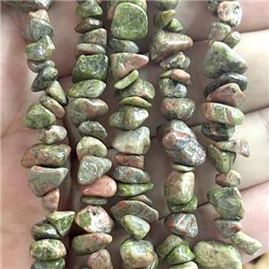 Unakite Chip Beads Freeform, approx 5-8mm, 36inch length