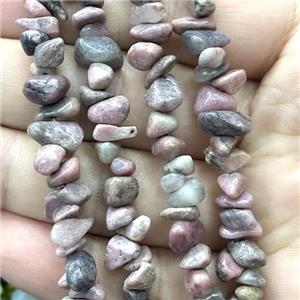 Pink Rhodonite Chip Beads Freeform, approx 5-8mm, 36inch length