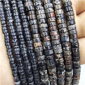 Black Imperial Jasper Heishi Beads, approx 3x6mm