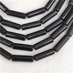 Black Onyx Agate Tube Beads, approx 4x13mm