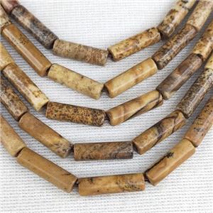 Picture Jasper Tube Beads, approx 4x13mm