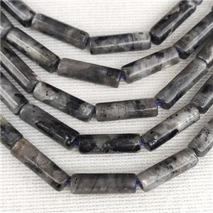 Black Labradorite Column Beads, approx 4x13mm