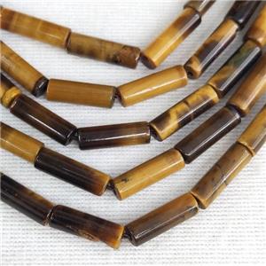 Natural Yellow Tiger Eye Stone Tube Beads, approx 4x13mm